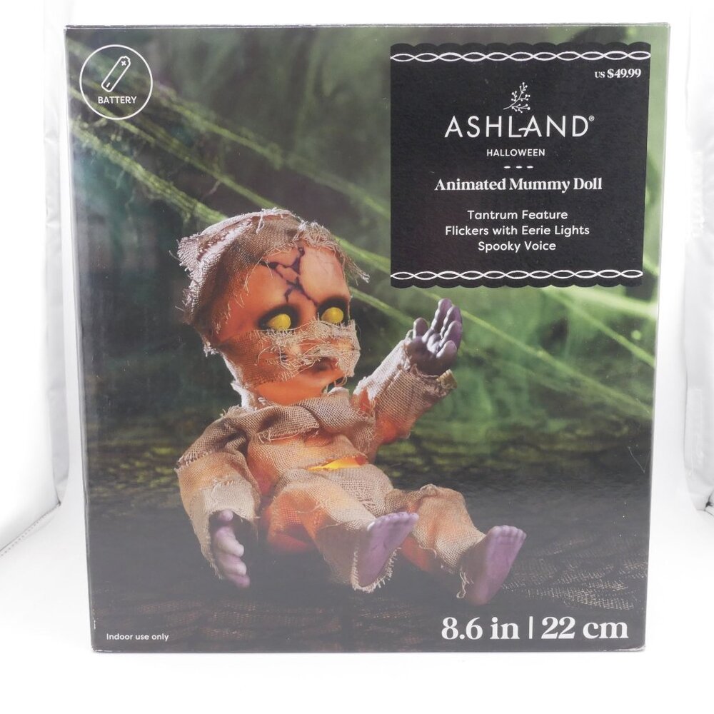 Ashland Halloween Animated Mummy Doll 8.6" Tantrum Feature W/ Lights Sound NIB